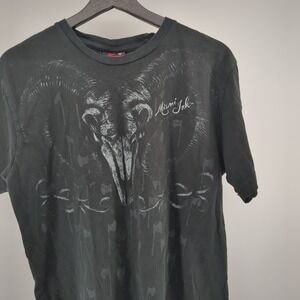 Y2K Miami Ink Shirt Men's Large Tattoo Graphic Grunge Goat Horns Y2K Rockabilly
